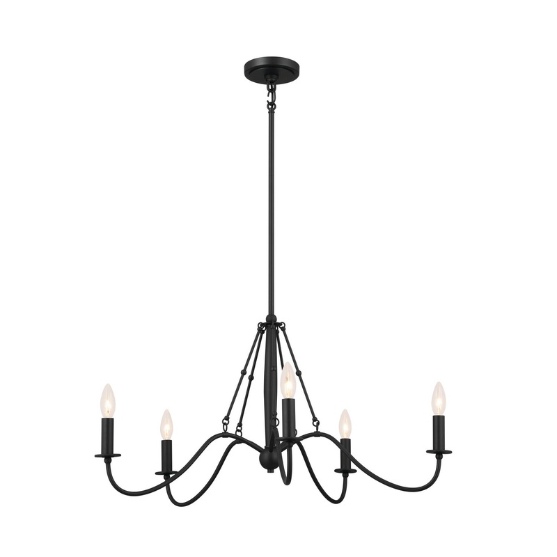 Kichler 52455BKT Freesia Five Light Chandelier, Textured Black