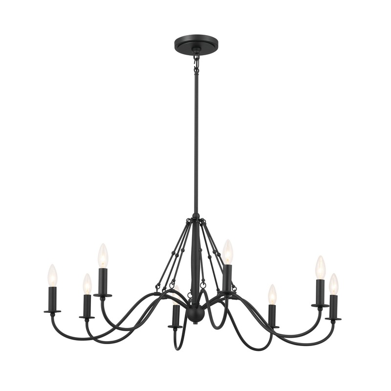 Kichler 52456BKT Freesia Eight Light Chandelier, Textured Black