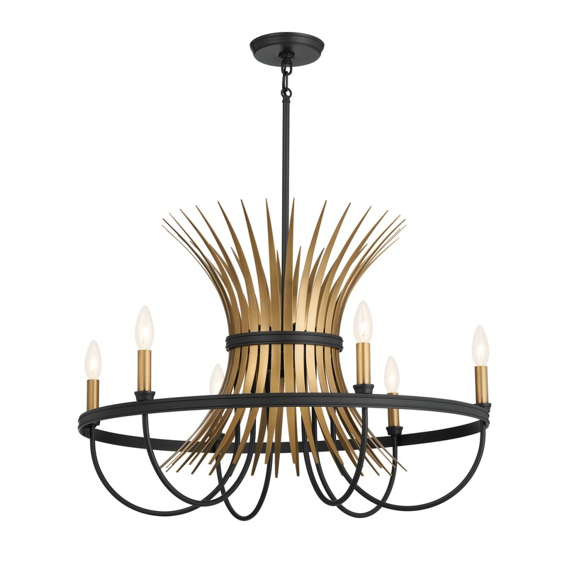 Kichler 52458BK Baile Six Light Chandelier, Black