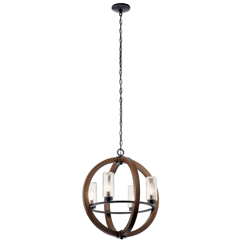 Kichler 49791AUB Grand Bank Four Light Outdoor Chandelier, Auburn Stained Finish (Discontinued)