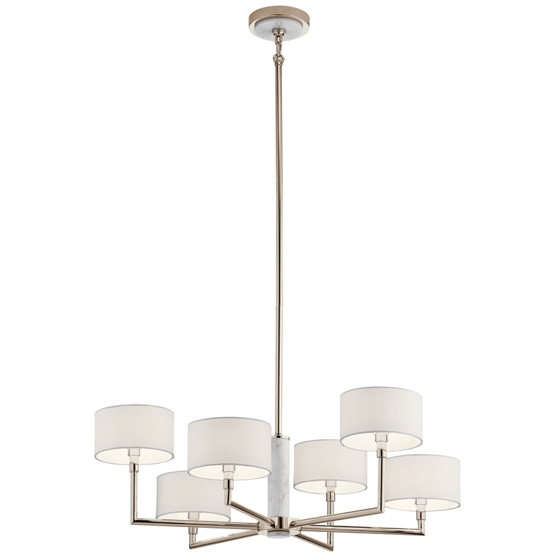 Kichler 52052PN Laurent Six Light Chandelier, Polished Nickel