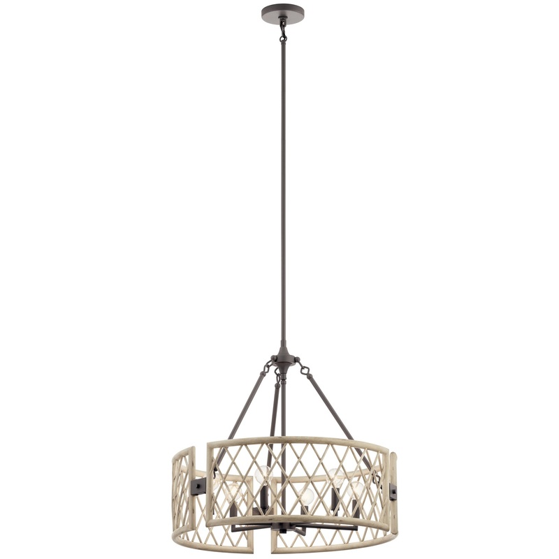 Kichler 52077WWW Oana Six Light Chandelier, White Washed Wood (Discontinued)