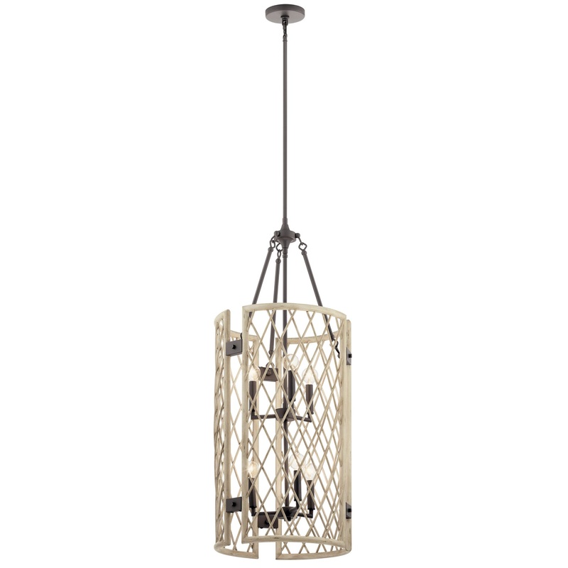 Kichler 52079WWW Oana Six Light Foyer Chandelier, White Washed Wood (Discontinued)
