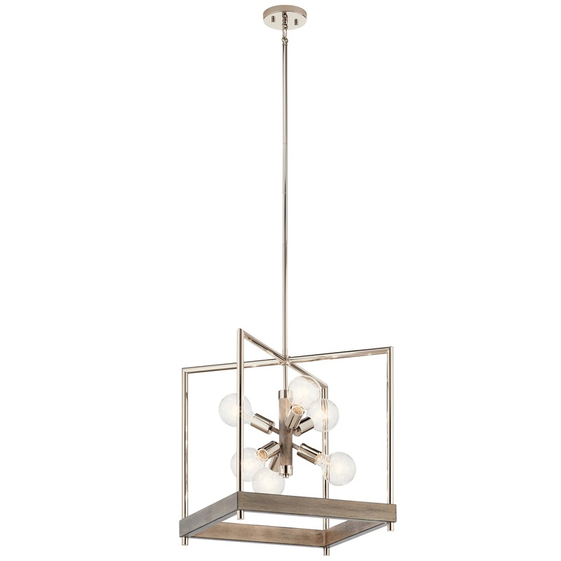 Kichler 52092DAG Tanis Six Light Foyer Pendant, Distressed Antique Gray