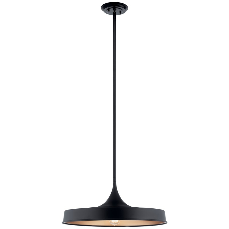 Kichler 52096BK Elias One Light Pendant/Semi Flush Mount, Black