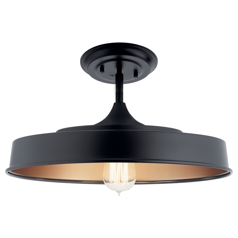 Kichler 52098BK Elias One Light Semi Flush Mount, Black