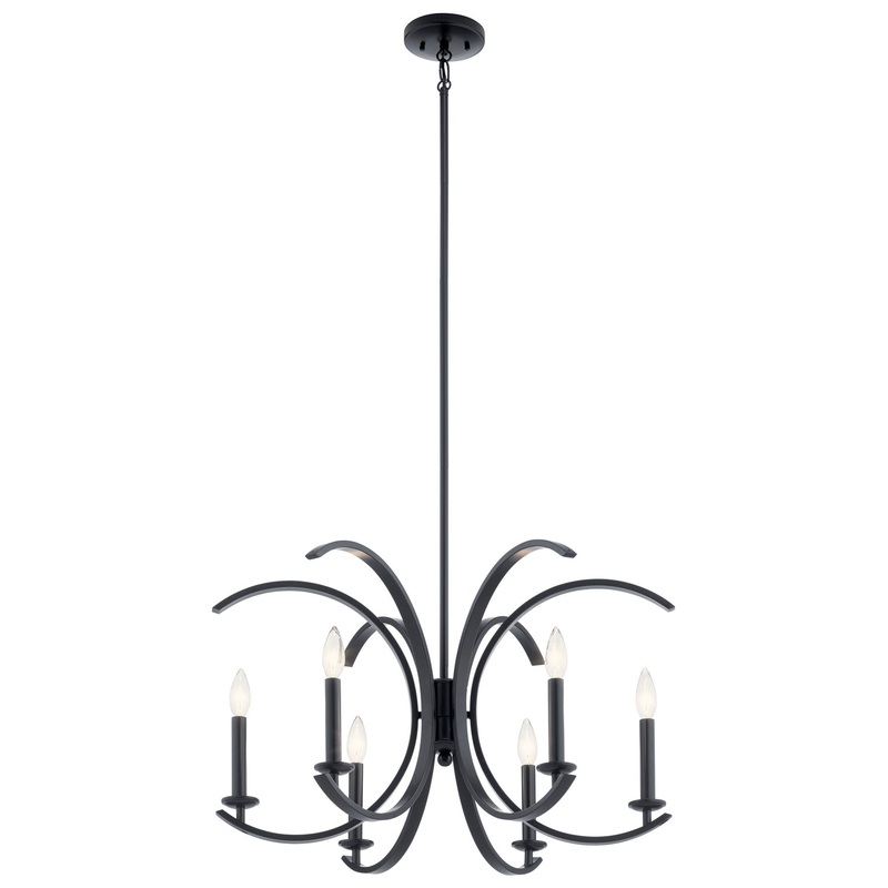 Kichler 52116BK Cassadee Six Light Chandelier, Black (Discontinued)