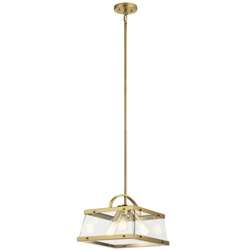 Kichler 52125BNB Darton Three Light Pendant/Semi Flush Mount, Brushed Natural Brass (Discontinued)